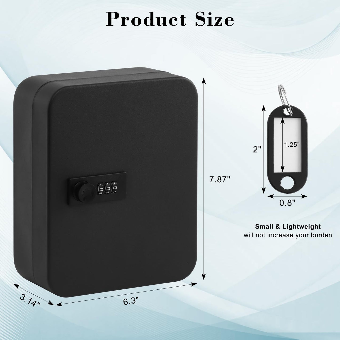 KYODOLED 20 Key Storage Lock Box with Code, Key Cabinet Organizer Wall Mount with Combination Lock, Hooks & Labels for Home, Office & Rental Properties, 7.87 x 6.3 x 3.14 in, Black
