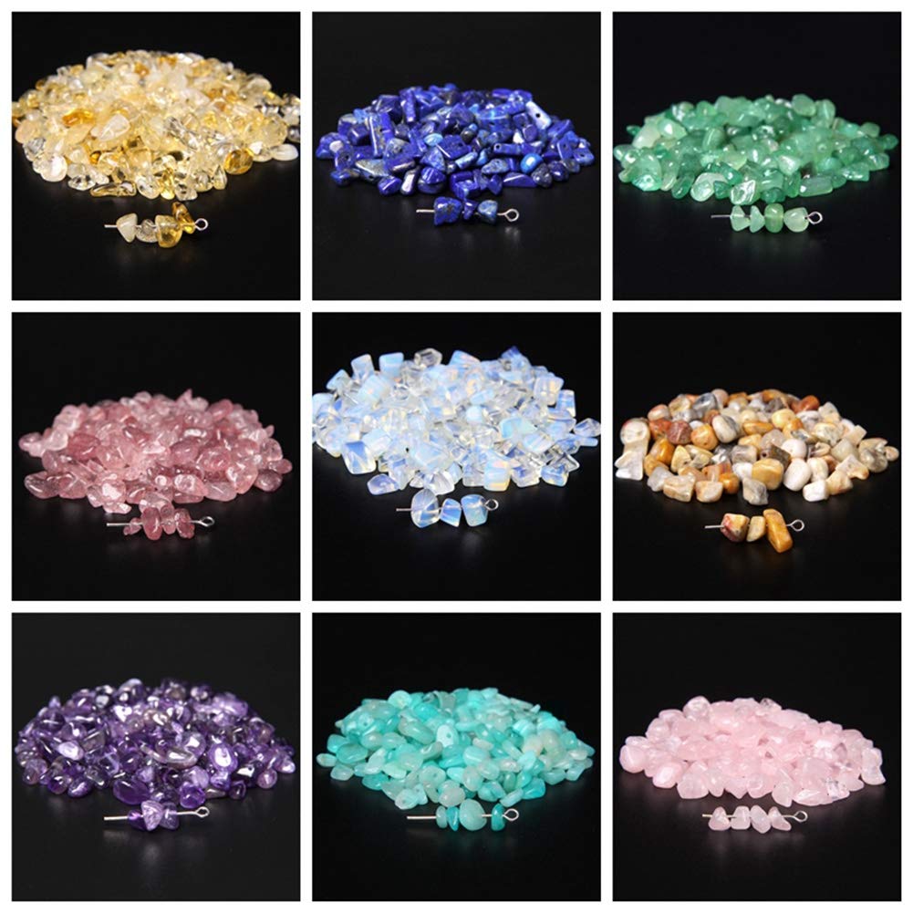 Natural Chip Stone Beads Amazonite Stone 5-8mm About 400 Pieces Irregular Gemstones Healing Crystal Loose Rocks Bead Hole Drilled DIY for Bracelet Jewelry Making Crafting (5-8mm, Amazonite Stone)