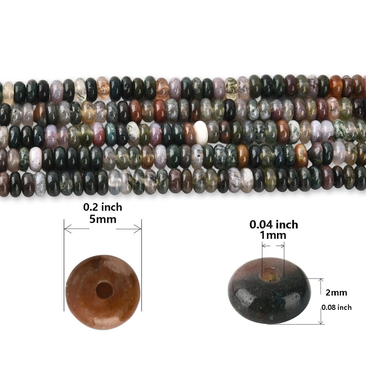 170pcs 4x2mm Natural Indian Agate Disk Rondelle Spacer Semi Precious Gemstone Loose Stone Beads for Jewelry Making 15 Inch