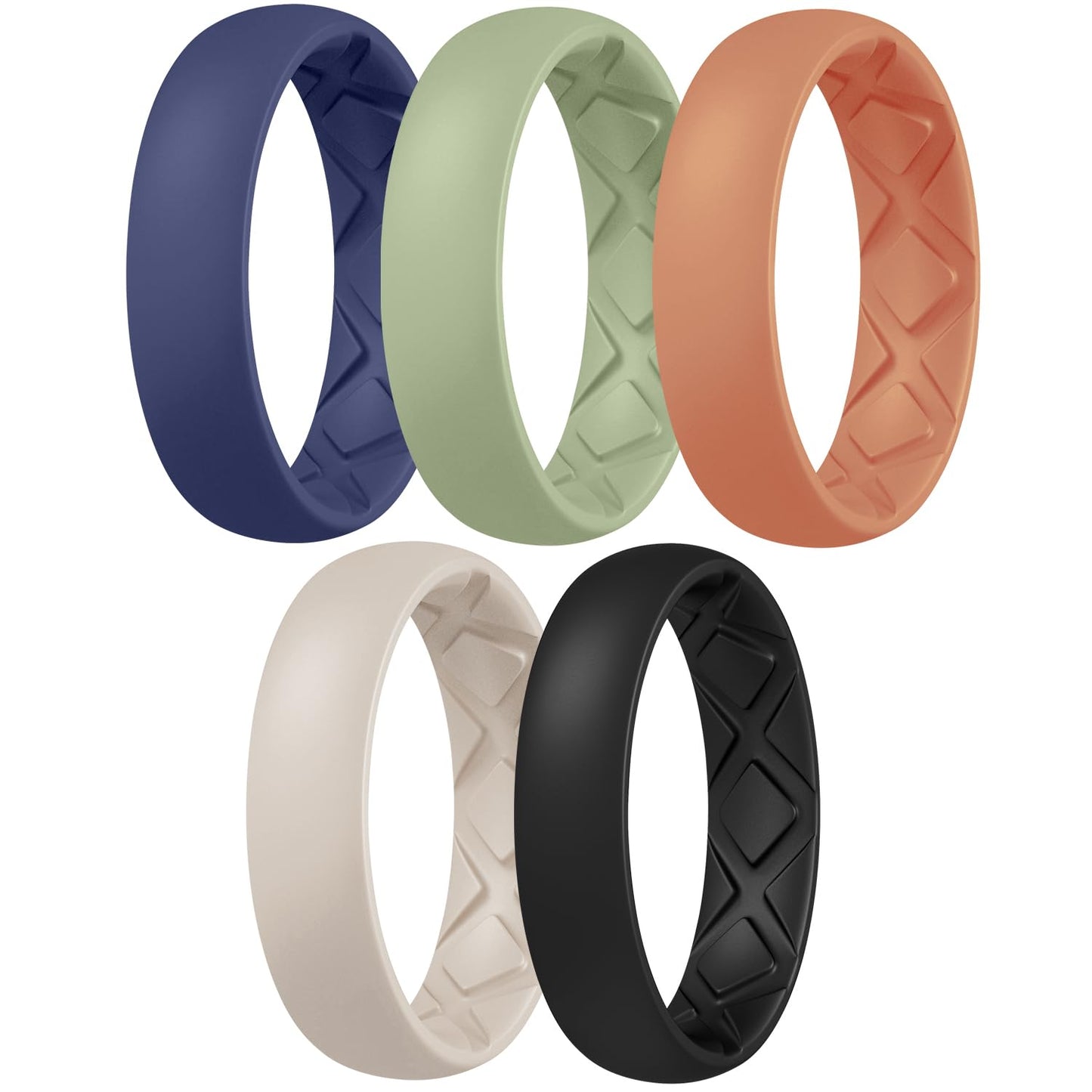 Egnaro Women's Engagement Rings, Silicone Inner Arc Ergonomic Breathable Design with half sizes, Rubber Wedding Band Rings，5.5mm Wide-2mm Thick