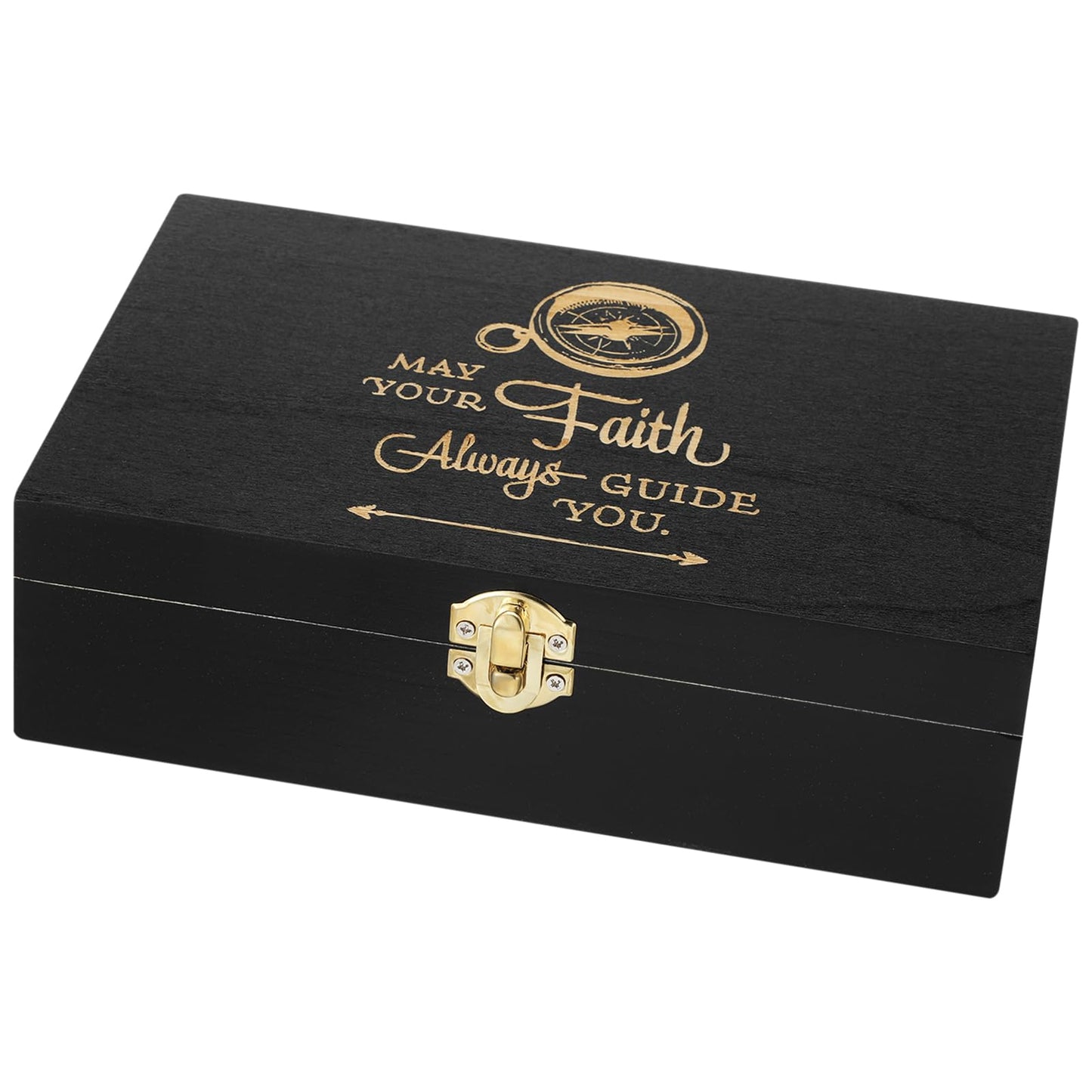 CroBlissful First Communion Wooden Box Keepsake Baptism Memory Box Gift 8.6 x 5.1 x 2.4 Inches First Holy Communion Jewelry Storage for Baptism Memory Keepsake (Confirmation)