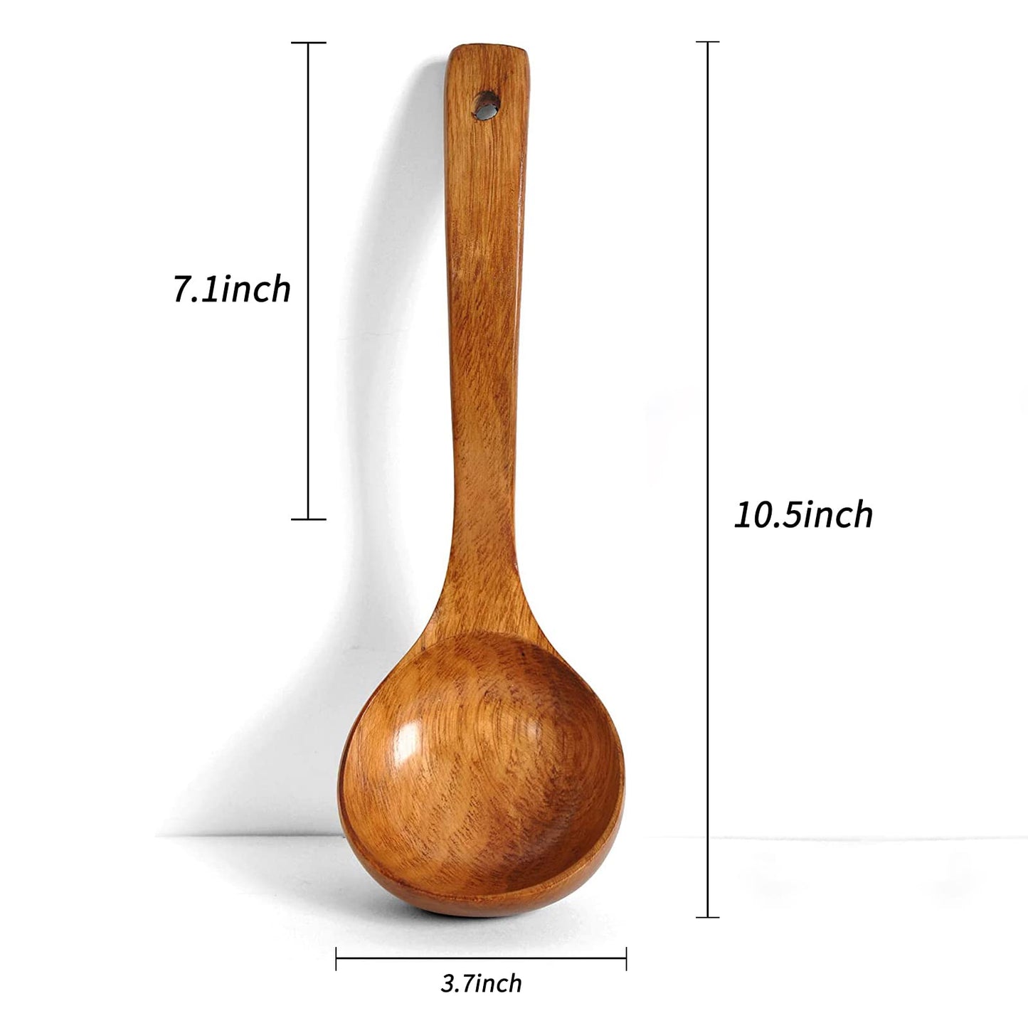FJNATINH Wooden Ladle with Long Handle, Handmade Soup Ladle for Cooking Kitchen Cookware