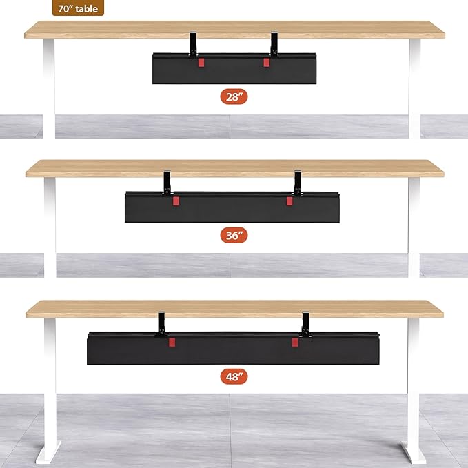 Univivi No Drill Under Desk Cable Management Tray, 28" Cord Organizer for Table, Clamp/Screw Mount Desk Cable Management, Premium Fabric Cable Management Tray for Office, Home