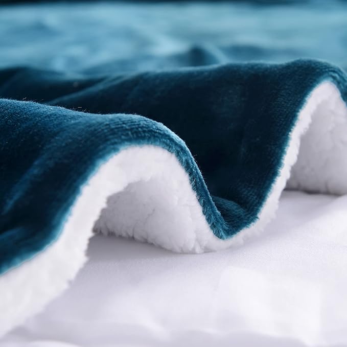 SOCHOW Sherpa Fleece Throw Blanket, Double-Sided Super Soft Luxurious Plush Blanket Throw Size, Blue Coral, 50x60 inches