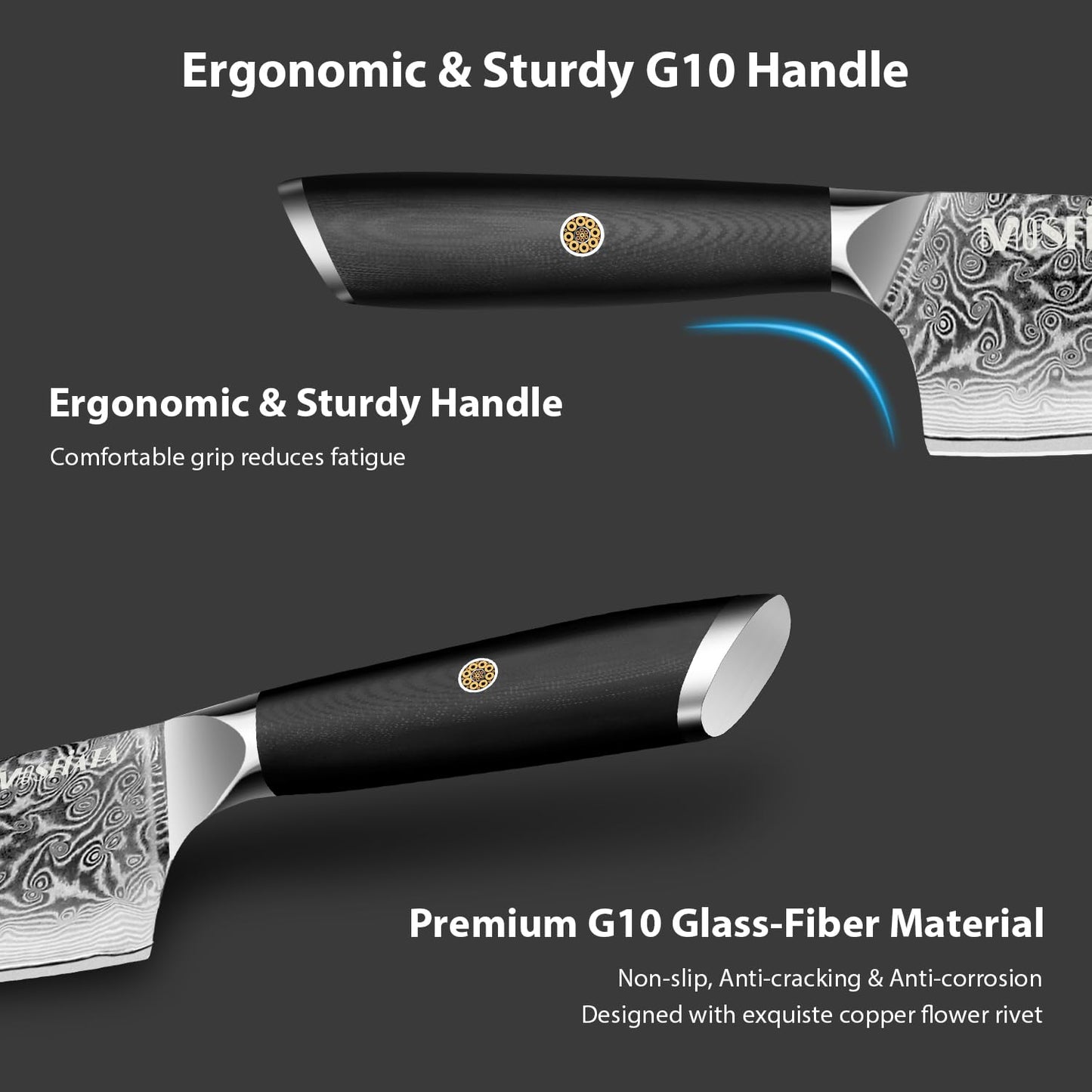 MOSFiATA Damascus Chef Knife 8", Professional Sharp Kitchen Knife 67 Layers Damascus Stainless Steel VG10 Core, Chef's Knives Chopping Cooking Knife Set with Ergonomic G10 Handle Sharpener Gift Box