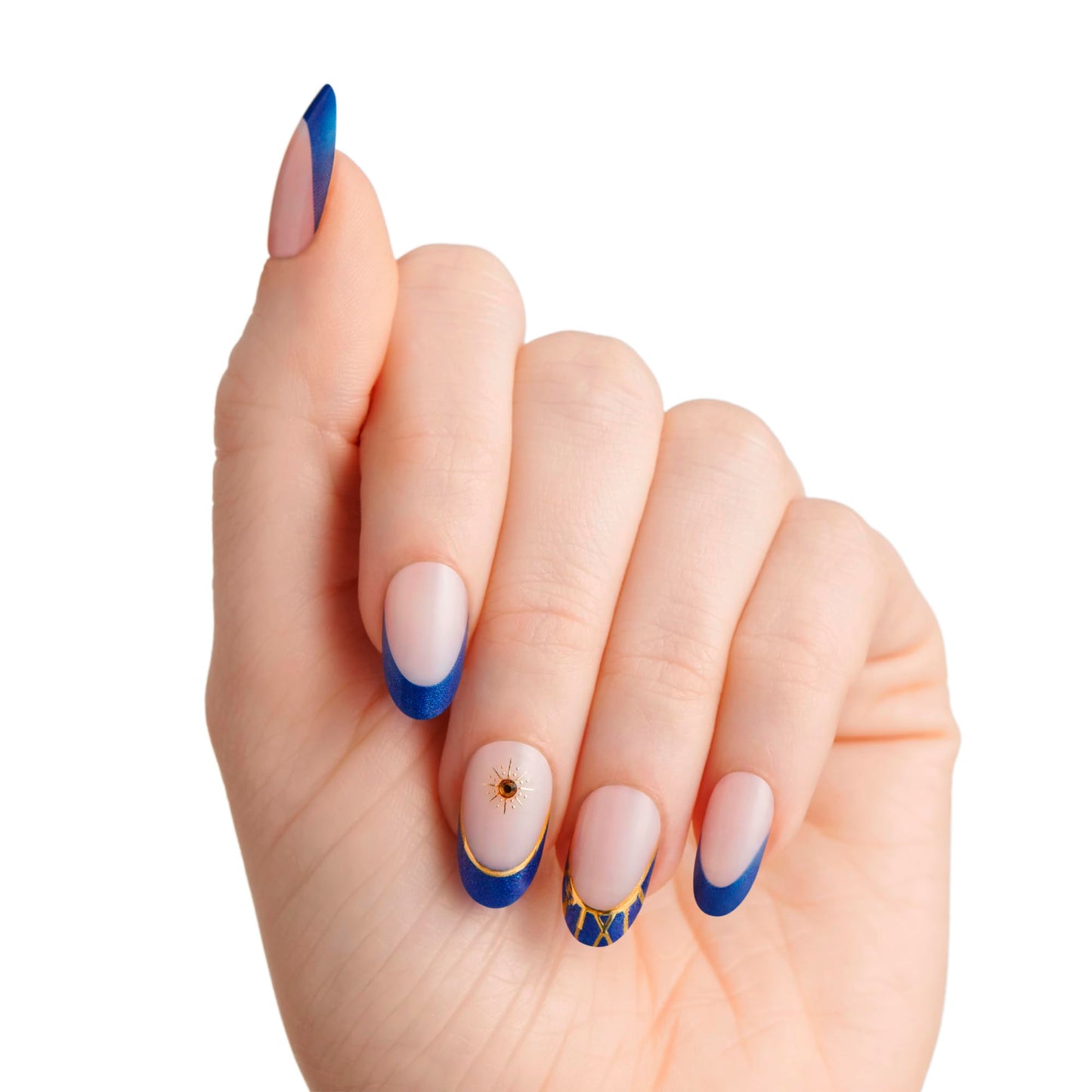 Impress X WICKED: FOR GOOD Press On Nails, ‘Wickedly Brave’, Blue, Medium Oval, New Improved Adhesive, Up To 10 Day Hold, Includes 30 Fake Nails, 1 Prep Pad, 1 Manicure Stick, 1 Mini File