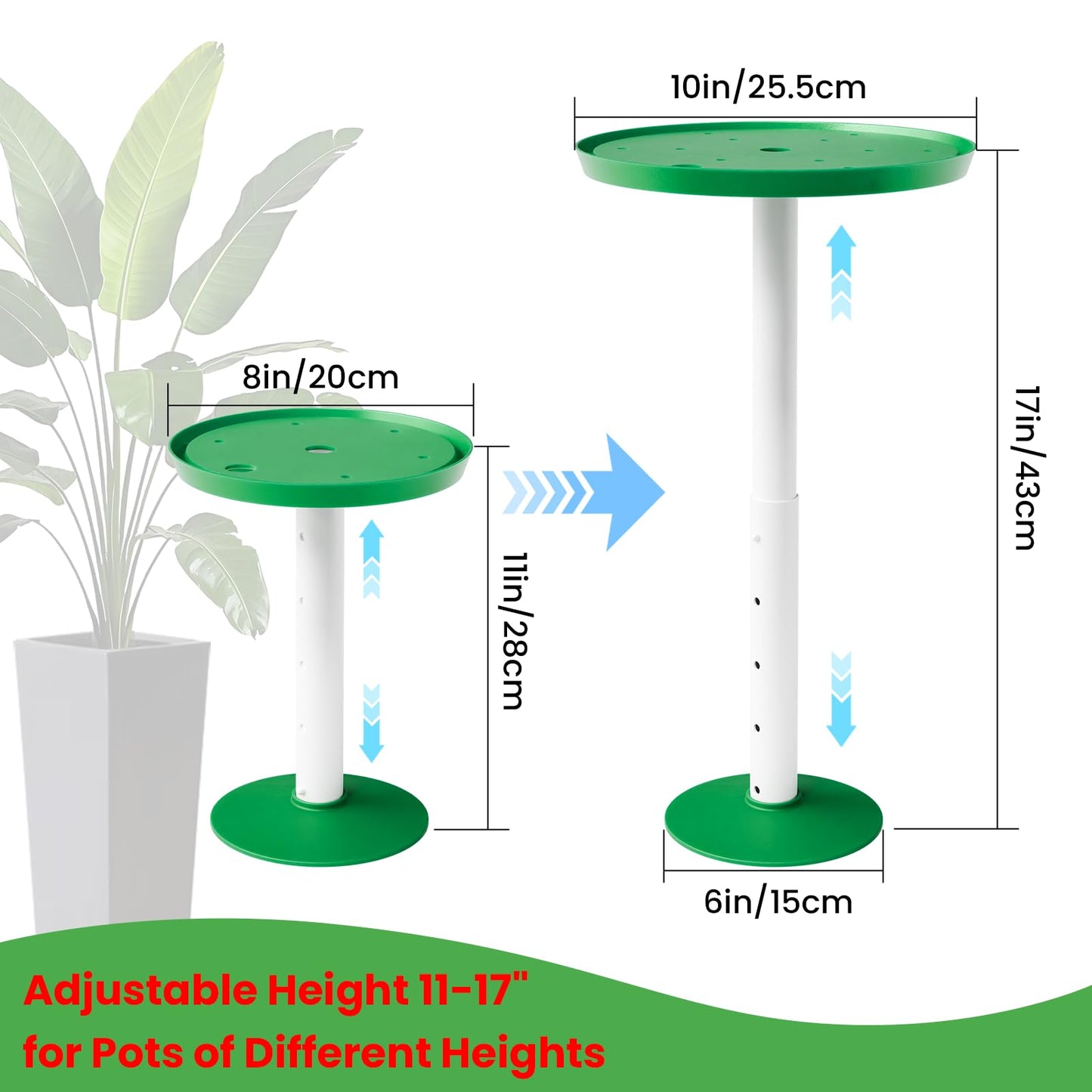 Somcthao Adjustable Height Planter Inserts for Large Pots, Tall Tapered Plant Riser for Inside Pots, (11-17” Rise, 6" Base, 8" or 10" Top) (1-Pack Short Lift 11-17” Rise)