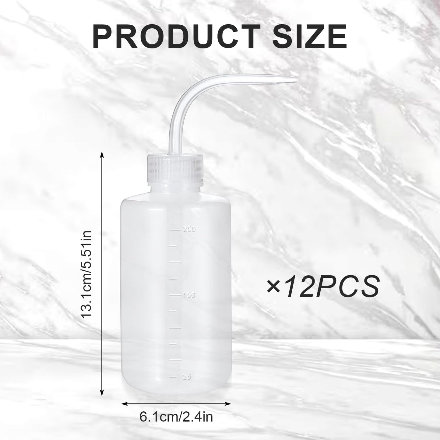12 Pcs 250ml Plastic Safety Wash Bottles, 8oz, Multipurpose: Watering Plants, Cleaning Tools, Labware, Experiments Ustils