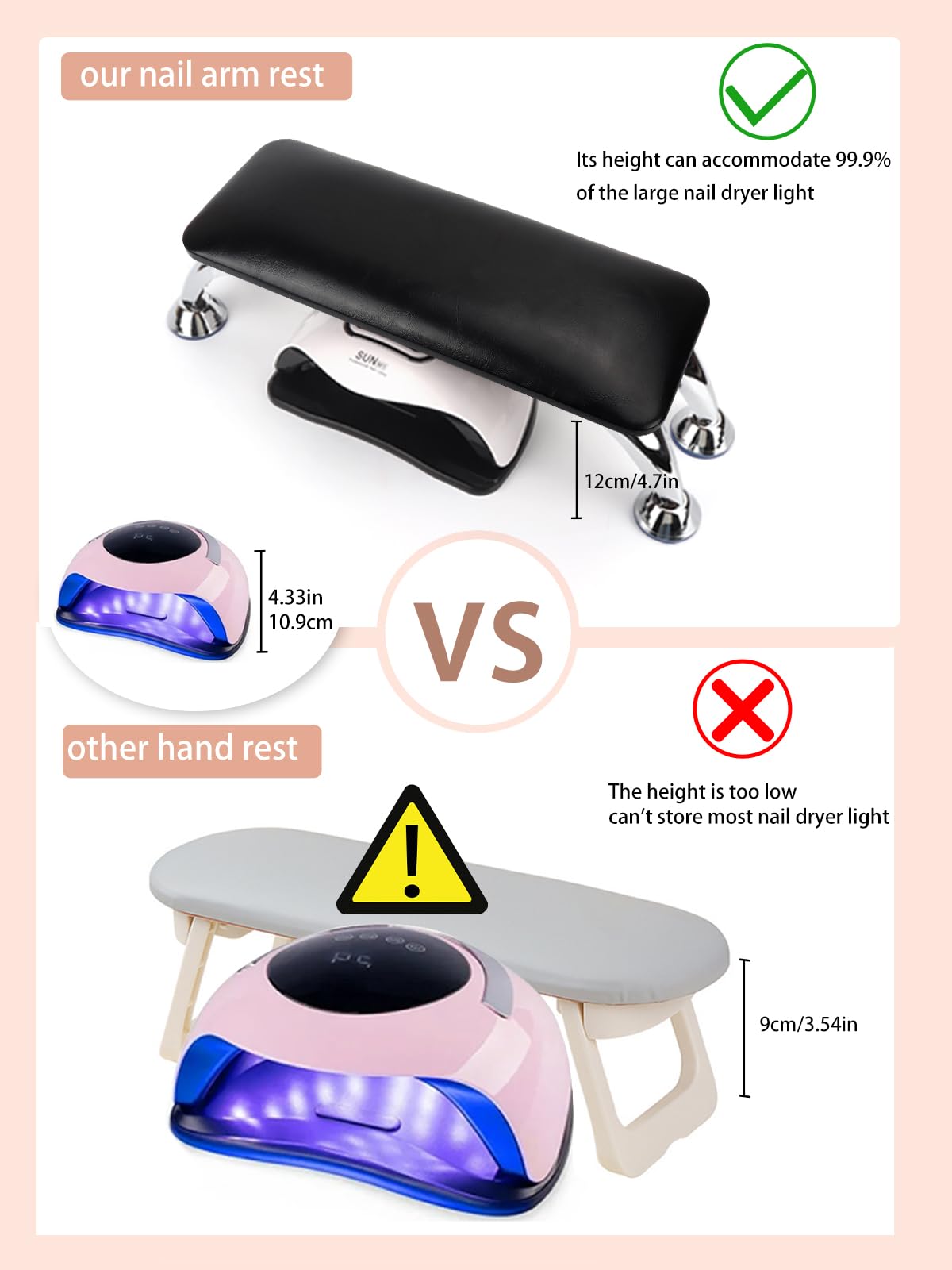 Big Arm Rest for Nails Cushion, Microfiber Leather Hand Rest for Nails Tech, Hand Rest Pillow for Nails Toenails, Detachable Nail Art Accessories Tool for Nails Tech (Black)