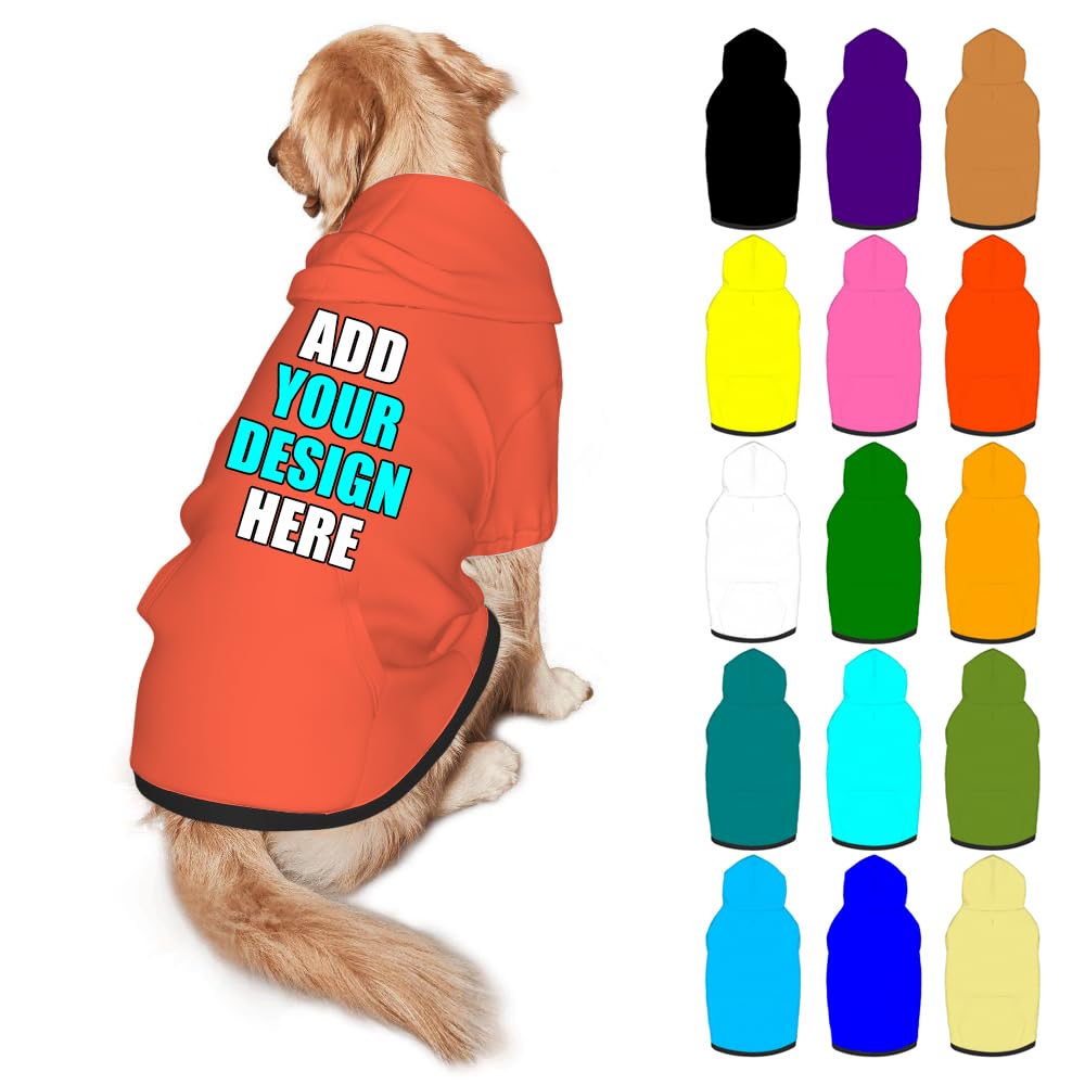 Mynvzrk Personalized Dog Hoodie Customized with Name Photo Pet Warm Sweater Hoodie for Medium Large Dogs & Cat Puppy, Indigo, XXL