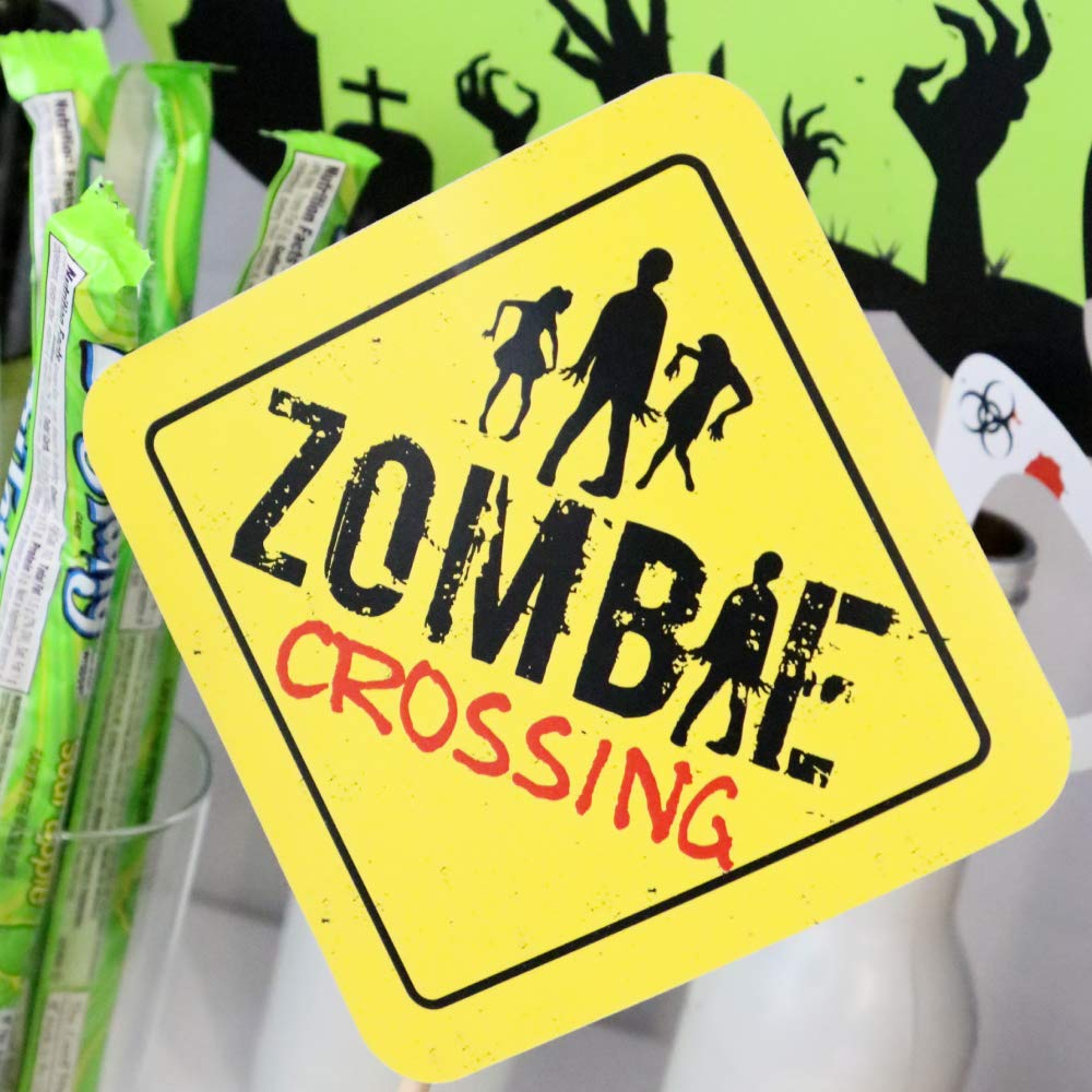Big Dot of Happiness Zombie Zone - Halloween or Birthday Zombie Crawl Party Photo Booth Props Kit - 20 Count