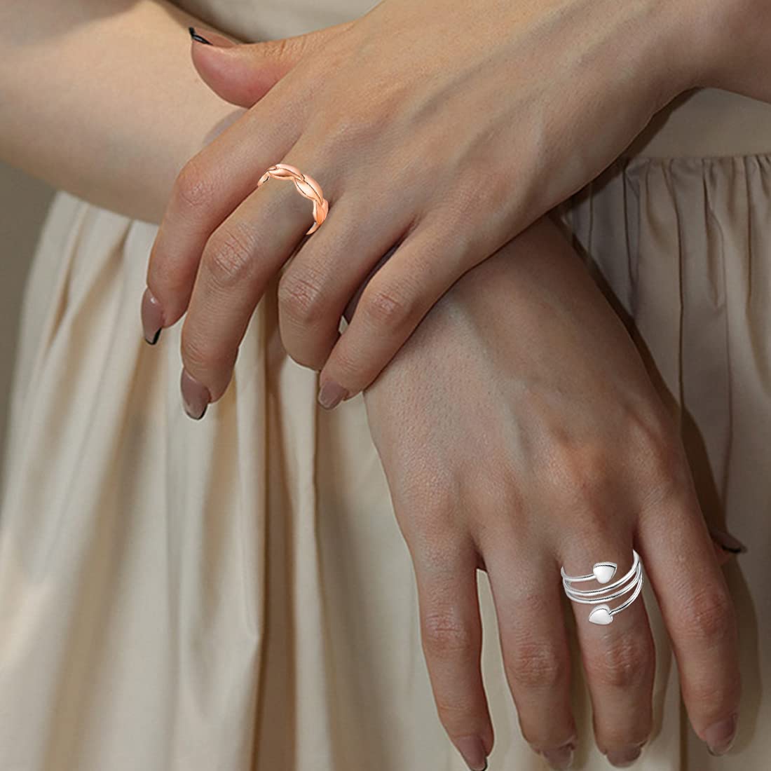 Cigmag 4PCS Copper Rings for Women Magnetic Rings Strong Magnets Pure Copper Adjustable