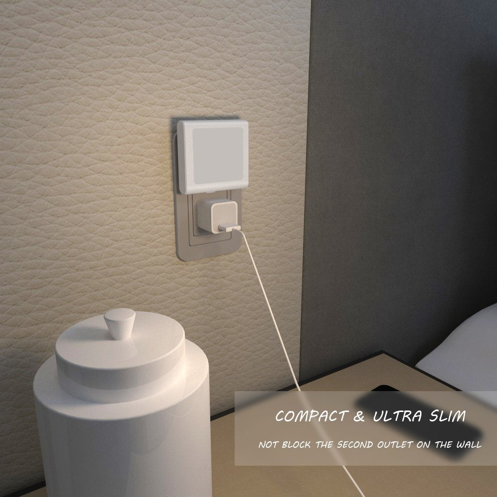 MAZ-TEK Plug in Dimmable Led Night Light with Auto Dusk to Dawn Sensor, Soft Warm White Nightlights for Hallway,Bedroom, Kids Room, Kitchen, Stairway, 4 Pack
