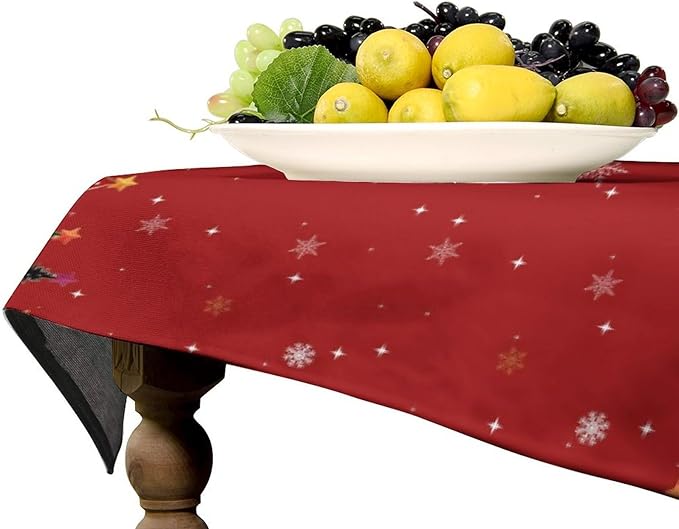 YCness Christmas Tablecloth Christmas Trees Snowflake Colorful White Black Green Red Table Cover Washable Seasonal Table Decor for Party Picnic Dinner 60x120 Inch Rectangle
