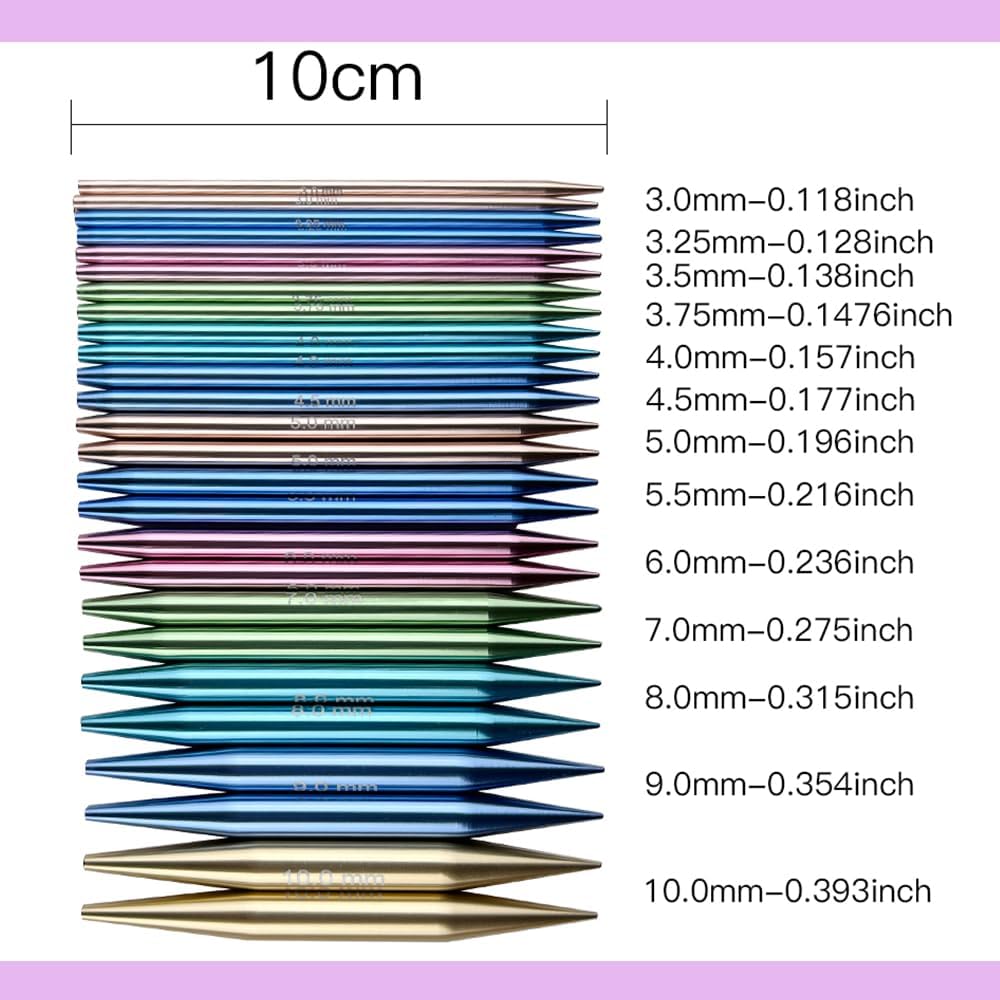 Yarniss 13 Pair Circular Knitting Needle Set 3.0~10.0mm, Interchangeable Aluminum Knitting Needles with Case