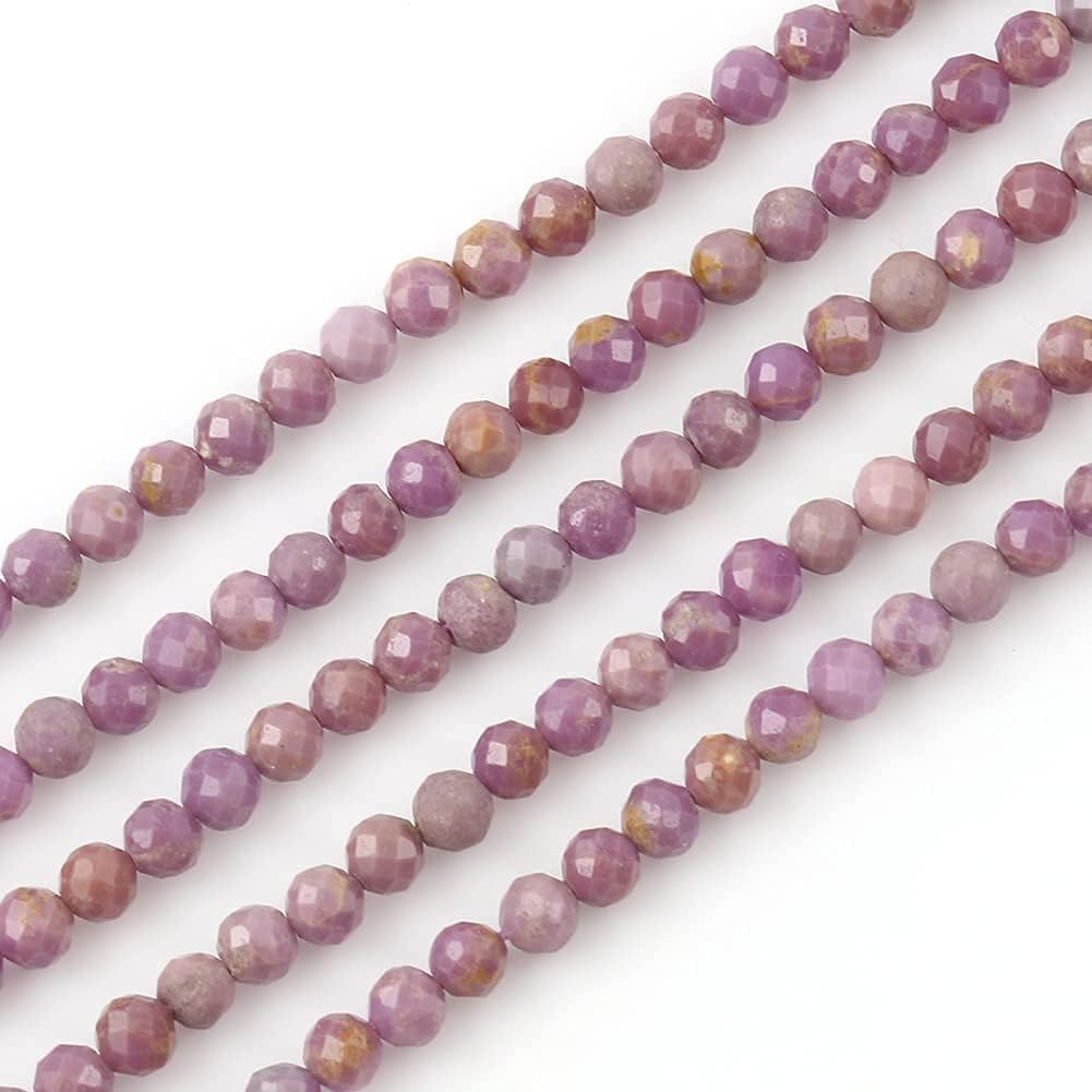 Song Xi 120pcs 3mm Natural Purple Mica Gemstone Beads Faceted Round Loose Stone Beads for Jewelry Making (1 Strand)