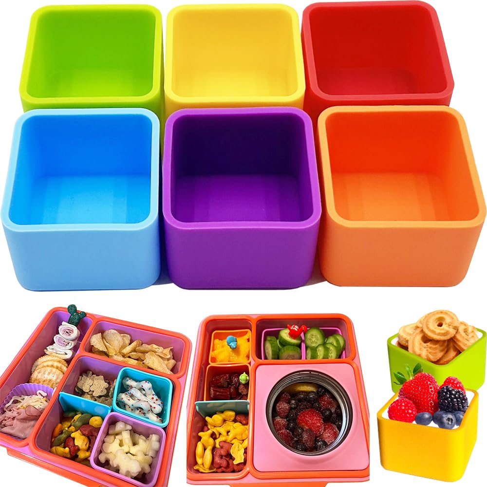 IELEK Silicone Lunch Box Dividers Square Bento Box Bundle Divider Accessories Meal Prep Containers Dishwasher Safe