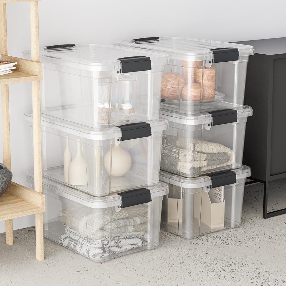6.6 Quart Clear Plastic Storage Boxes with Lids (8 Count)