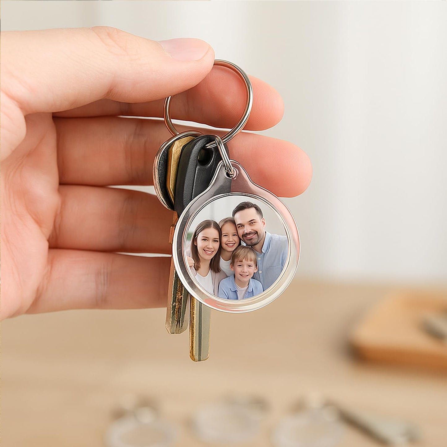 ROHIJALE 40Packs Clear Round Photo Keychains Outer diameter 1.57 Inch DIY Acrylic Blank Keychain Inserts Transparent Plastic Photo Frame Key Ring for Personalized Picture, Logo, or Crafts