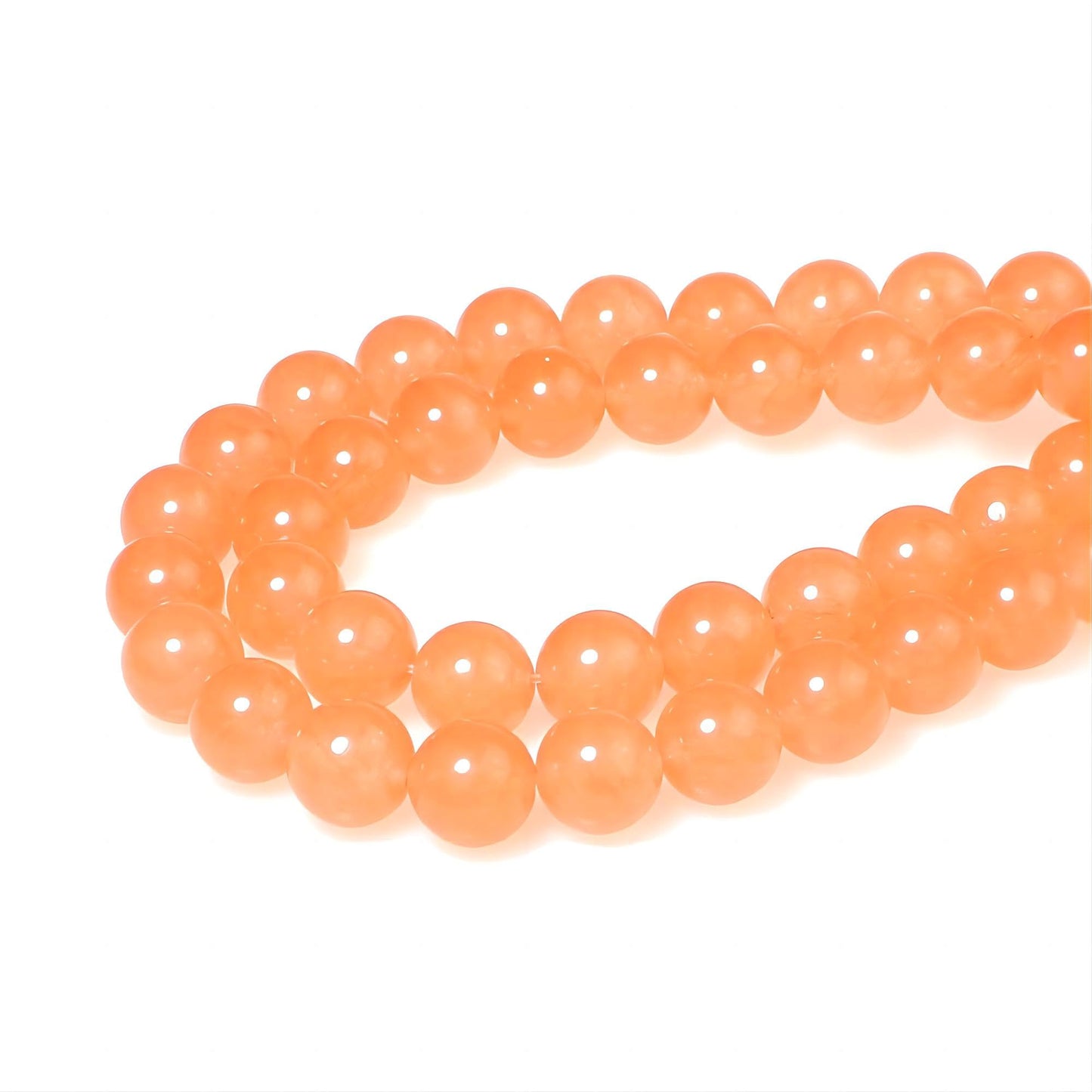 MJDCB Stone Beads 8mm 43pcs Round Light Orange Jade Loose Gemstone Bead Charms for Jewelry Making Bracelet Necklace Earring Pendant