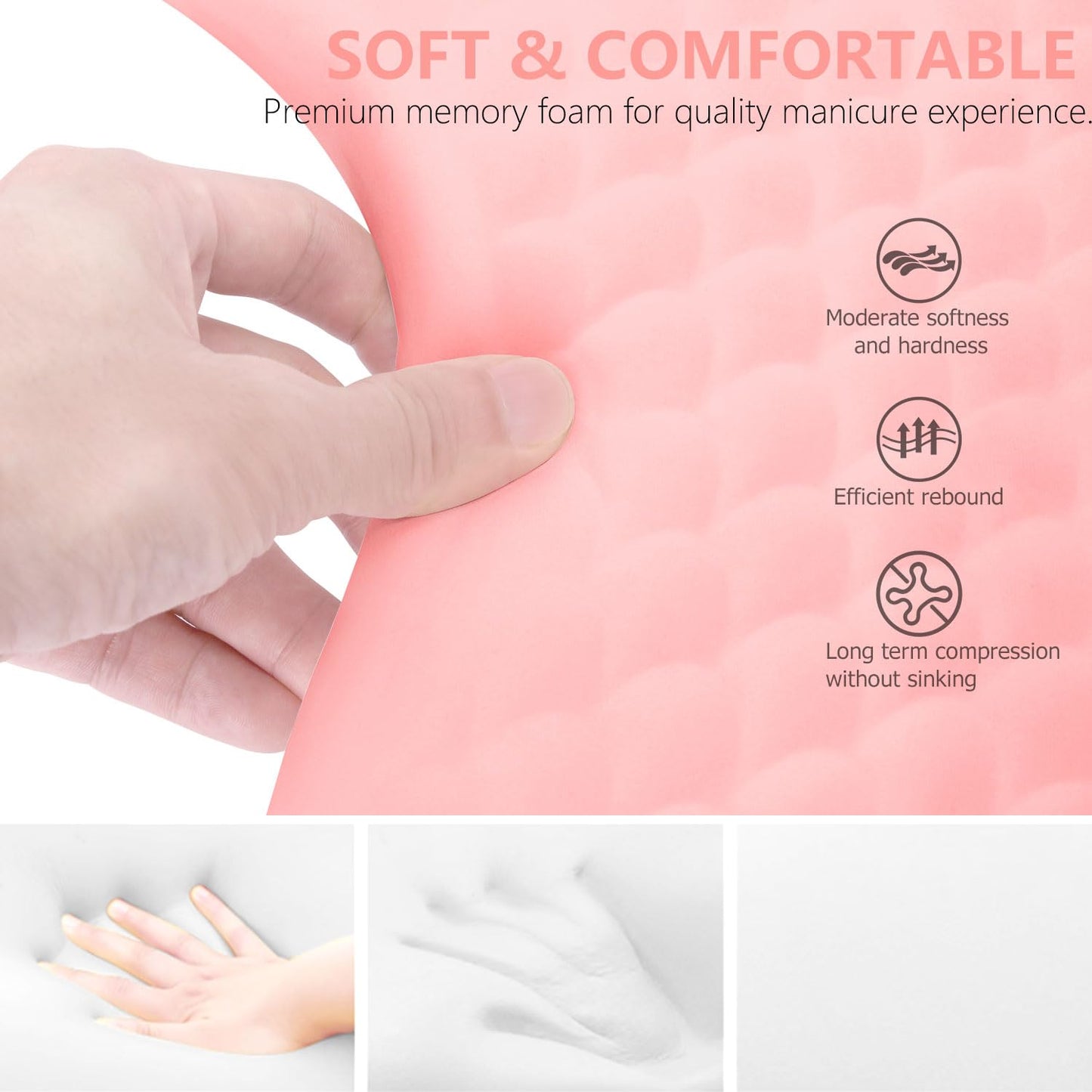 Hand Rest for Nails Tech,Soft Memory Foam Nail Arm Rest Stand,U Shaped Manicure Hand Rest Cushion Pillow for Acrylic Nails,Detachable Bracket(Pink)