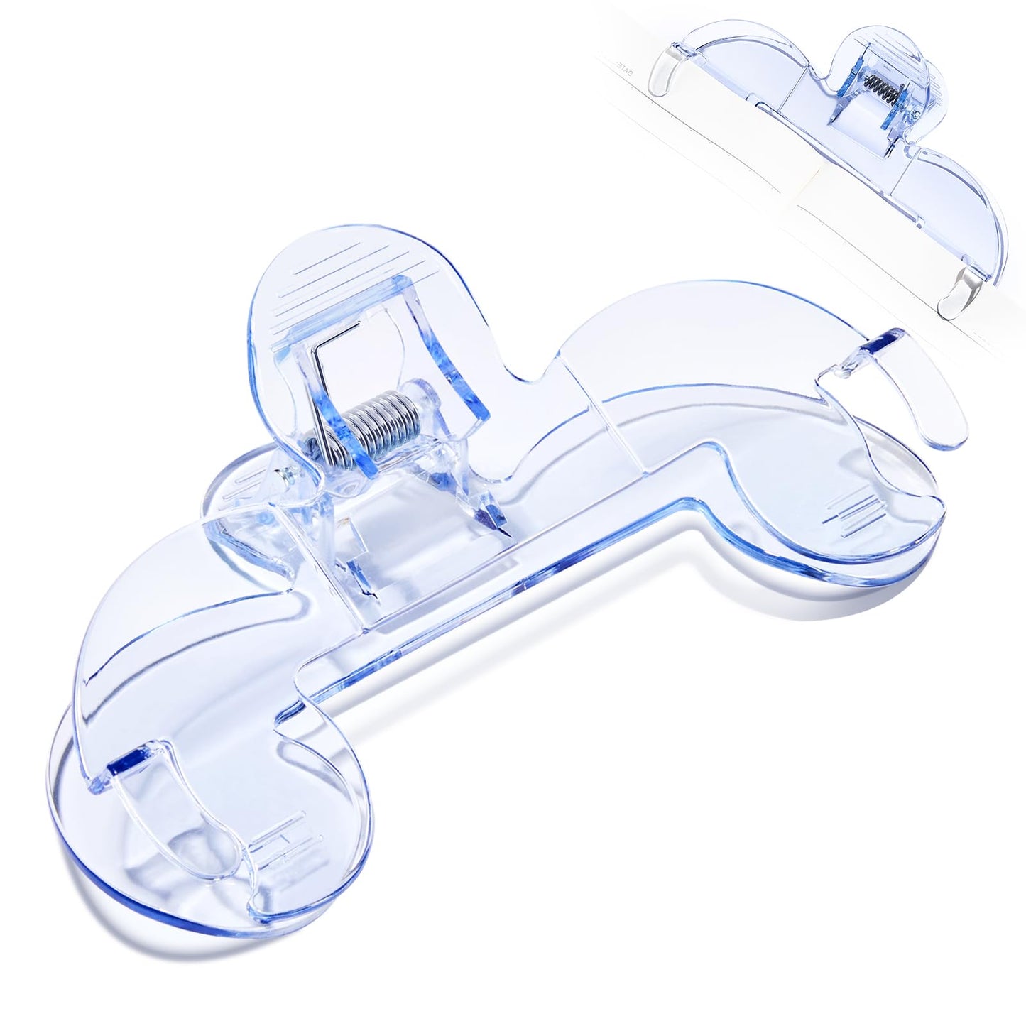 Transparent Book Page Holder for Reading: Large Book Clips to Hold Book Open - Page Holder Clip for Fixing Music Book, Page Marker for Teaching, Cooking (Light Blue)