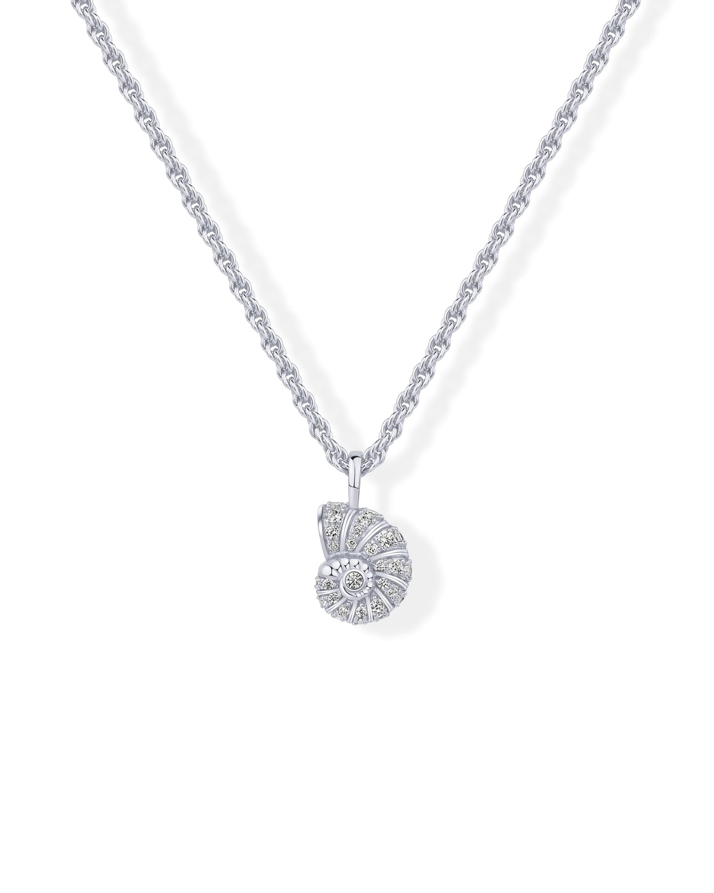 PAVOI 14K Rhodium Plated Dainty Boho Beachy Summer Conch Seashell Pendant Necklace for Women | Knit Tightened Rope Chain Necklace