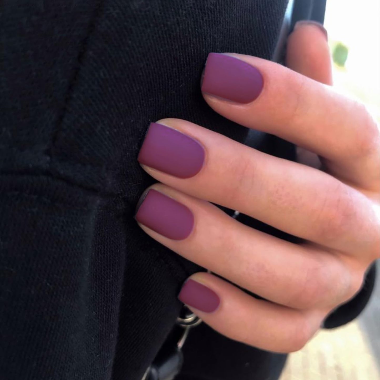 Matte Plum Press on Nails Short Square, Gel Nails Glue on 2025 Fall Colors Acrylic Nails Press ons Featured Protective Coat Thick Reusable Fake Nails 24Pcs Short Coffin Artificial Nails