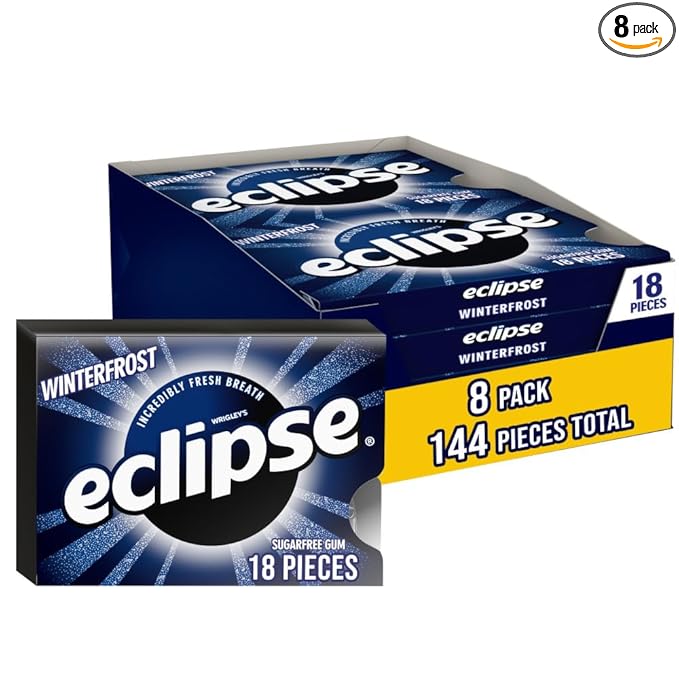 ECLIPSE Winter Frost Sugar-Free Chewing Gum - 8 Packs, 18-Count Each Gum Packs