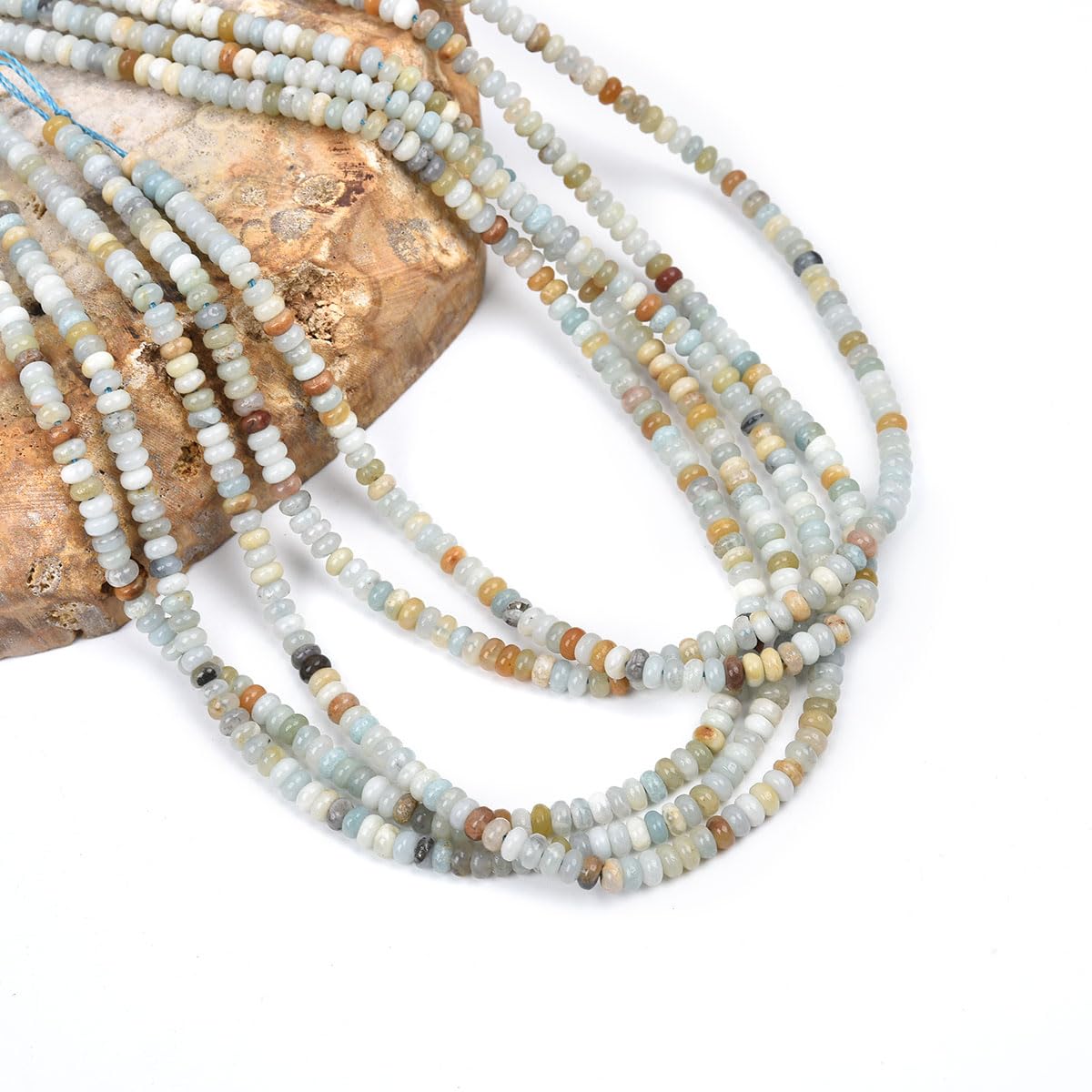160pcs 4x2mm Natural Amazonite Disk Rondelle Spacer Stone Semi Precious Gemstone Loose Beads for Jewelry Making 15 Inch