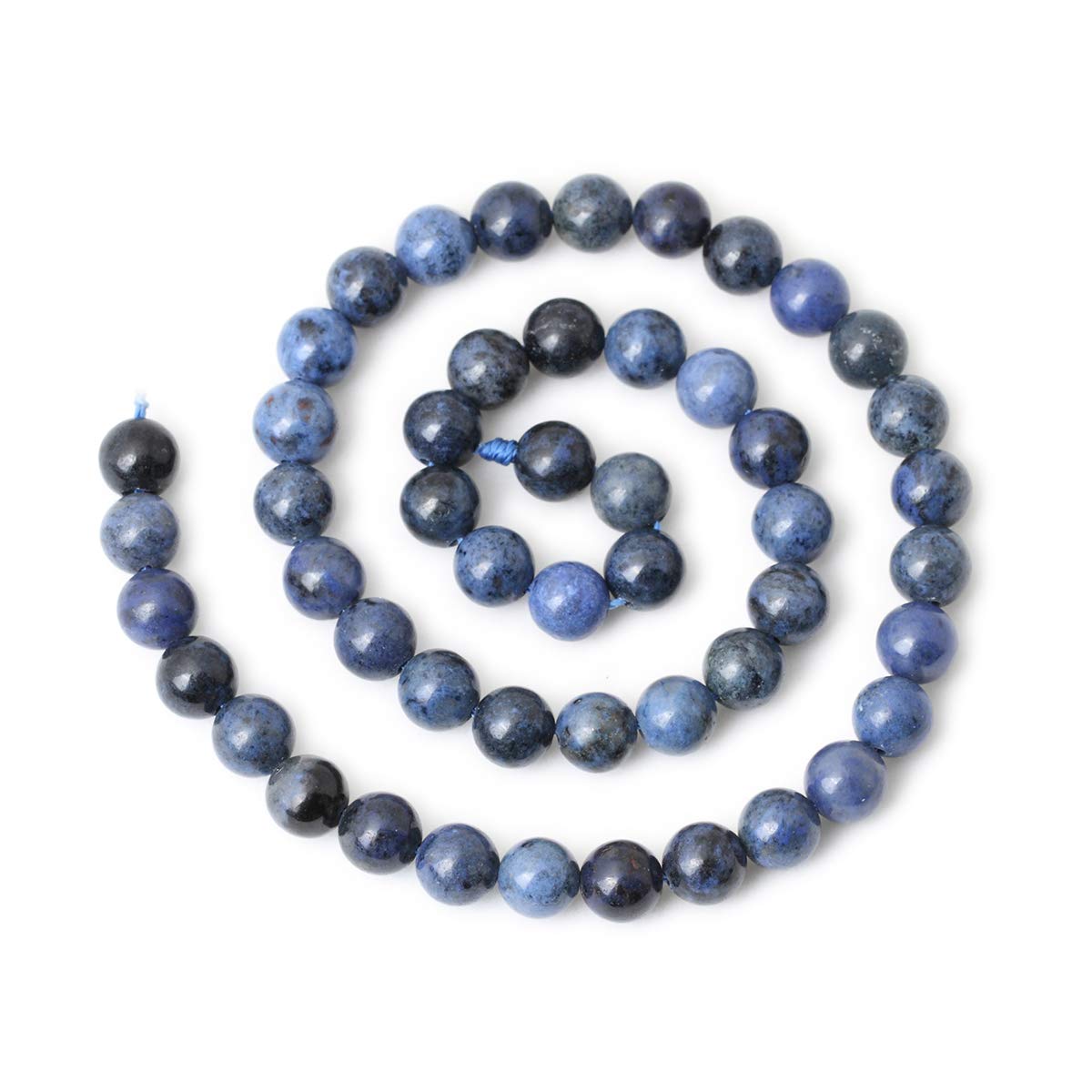 CHEAVIAN 45PCS 8mm Natural Dumortierite Gemstone Round Loose Stone Beads for Jewelry Making Crafts Design 1 Strand 15"