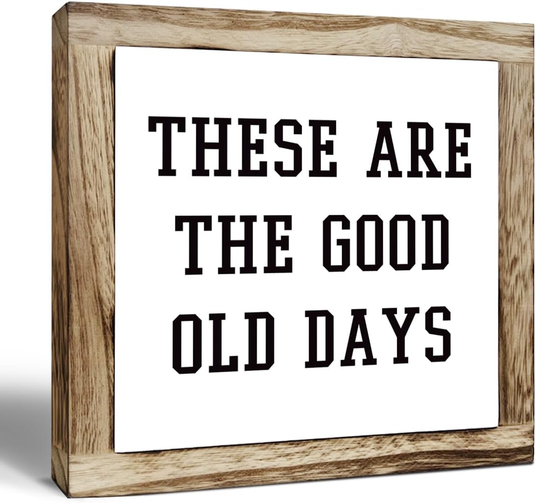 Inspirational Decor, Rustic Wood Sign, These are the Good Old Days Signs, Wooden Plaques Signs Table Decoration, Living Room Family Decor, Home Decorate for Shelf, Office Decorate