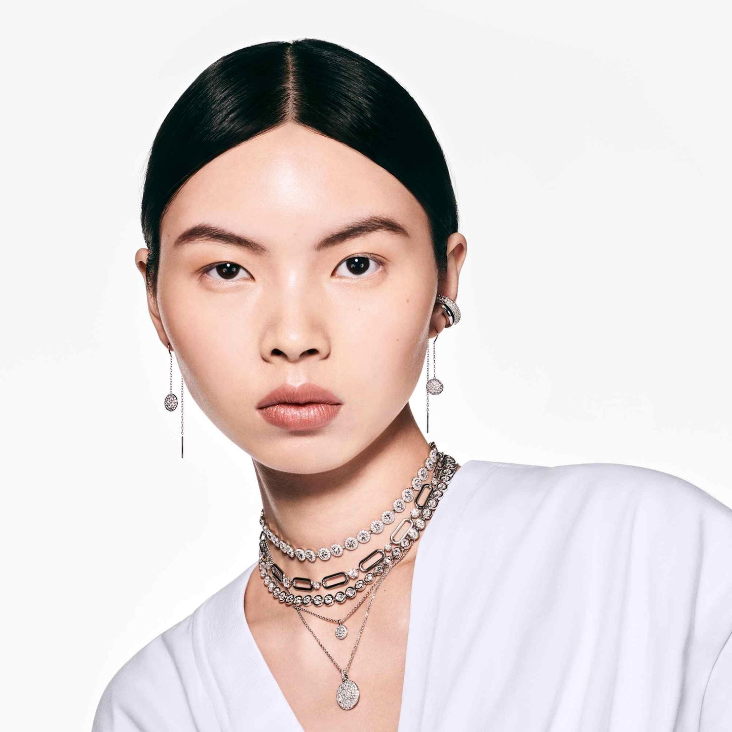 Swarovski Imber Tennis Necklace, All-Around Strand with Clear Round-Cut Crystals in a Rhodium-Finished Setting, Part of the Imber Collection