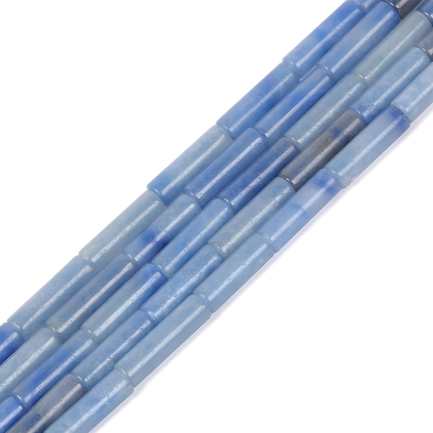 HAAMIIQII Natural Blue Aventurine Tube Beads 13x4mm Column Stone Cylinder Gemstone Loose Beads for Jewelry Making Strand 15 Inch (28-29pcs)