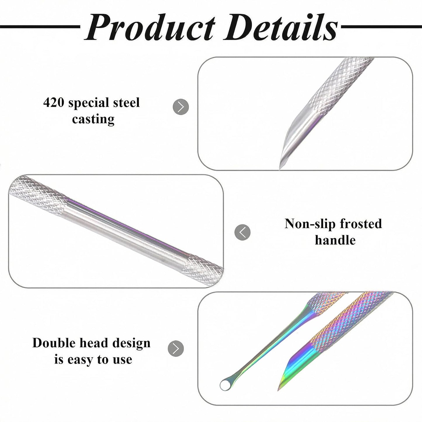 TNJPSEK 25 Pack Cuticle Pusher Kit, Dual-Ended Stainless Steel Nail Tool with Adhesive Nail Files for Manicure Pedicure, Salon-Quality Grooming for Home & Beauty Techs (With 4 Bags & 3 Brushes)