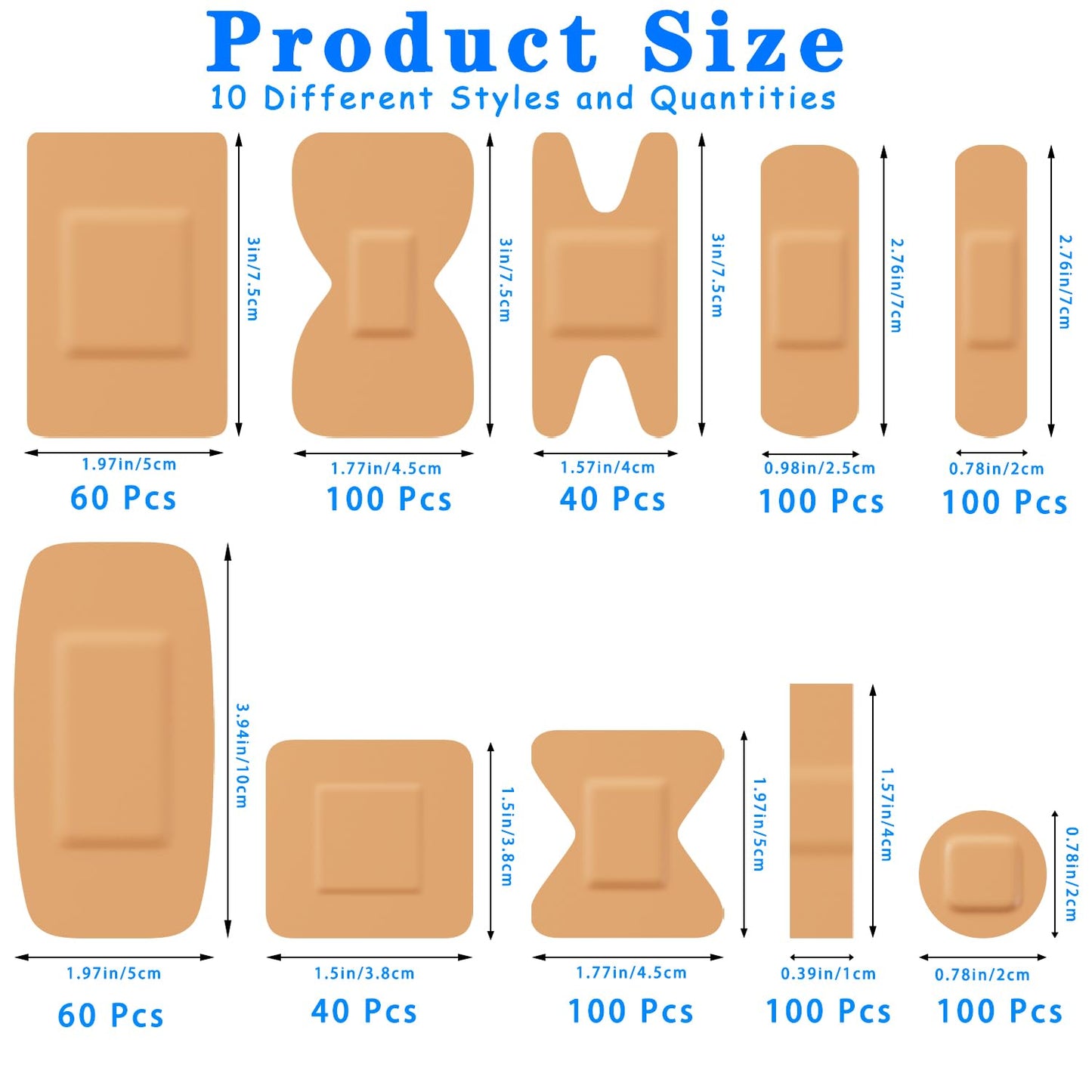 Assorted Bandage Variety Pack - 800 Pcs, FSA-HSA Eligible Waterproof & Breathable Large Adhesive Bandage Bulk Pack for First Aid Supplies and Wound Protection (10 Styles)