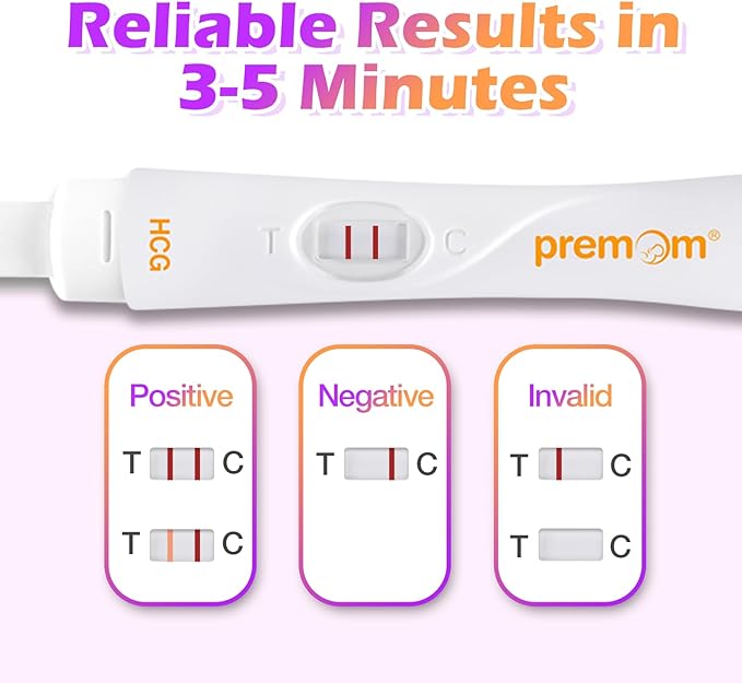Premom Pregnancy Tests: hCG Strips 30 Pack + Pregnancy Test Stick 3 Pack Highly Accurate - Early Pregnancy Detection Kit for Rapid Results