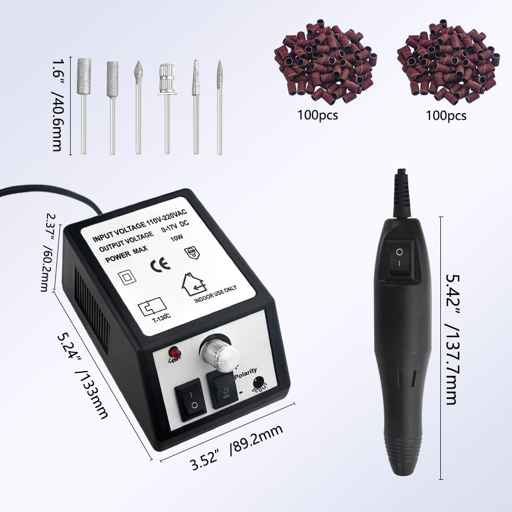 Professional Electric Nail Drill Machine Nail Clippers Set Nail Filer Electric and Nail Cutter for Acrylic Gel Nails Nails File Manicure Set with 206 PCS Sanding Bands Work for Home and Salon (Black)