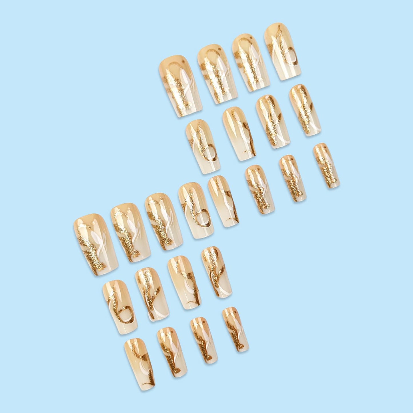 EYZOTSF Press on Nails Medium Square Shaped Acrylic Medium Square Shaped False Nails with Designs Artificial Short Coffin Fake Nails with Charms Glue ons Fingernails for Women Girls(CY1095)