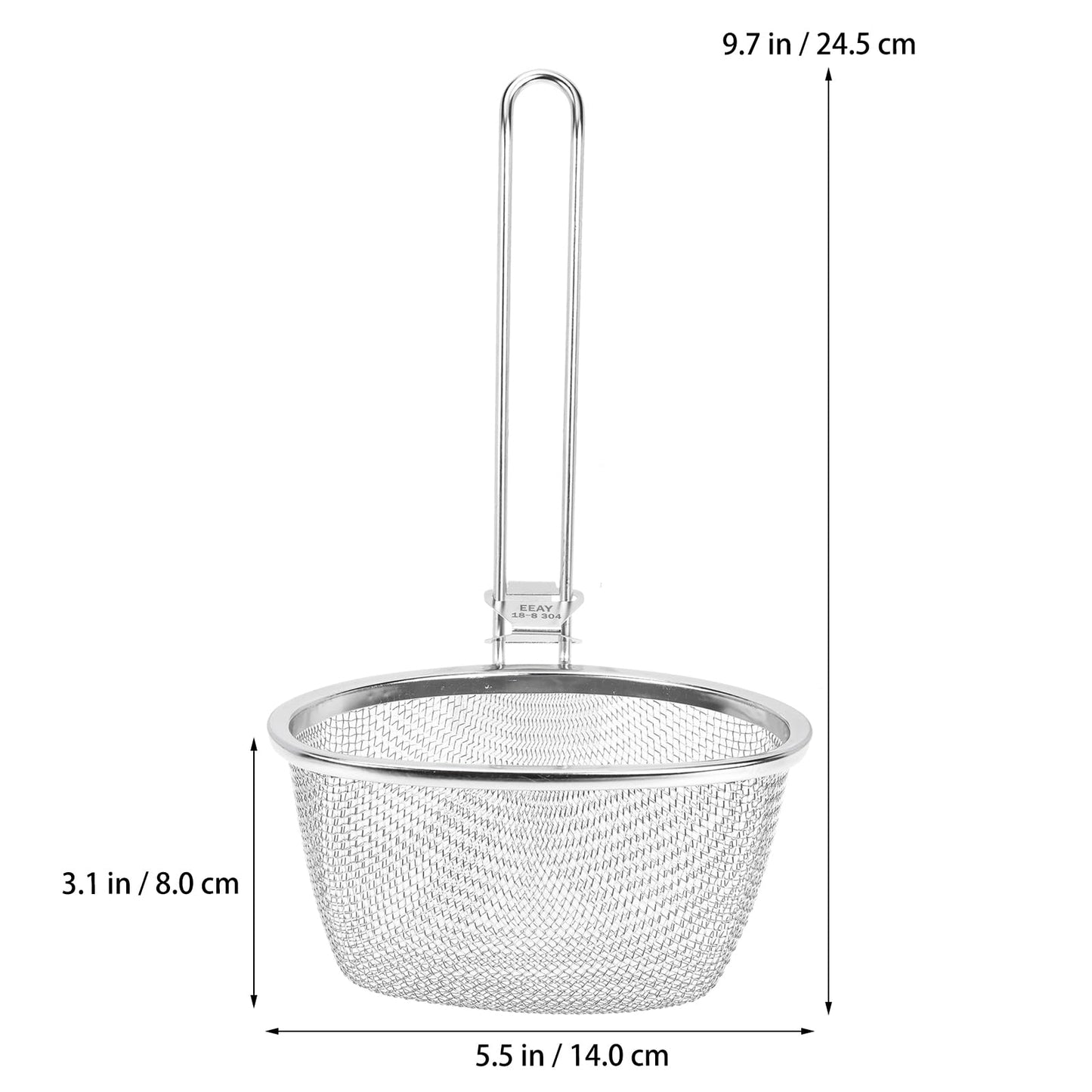 Hemoton Stainless Steel Hot Pot Strainer Spoon 9.64X5.51 Inch Fine Mesh Slotted Spoon with Hanging Handle for Kitchen Cooking and Frying Noodles