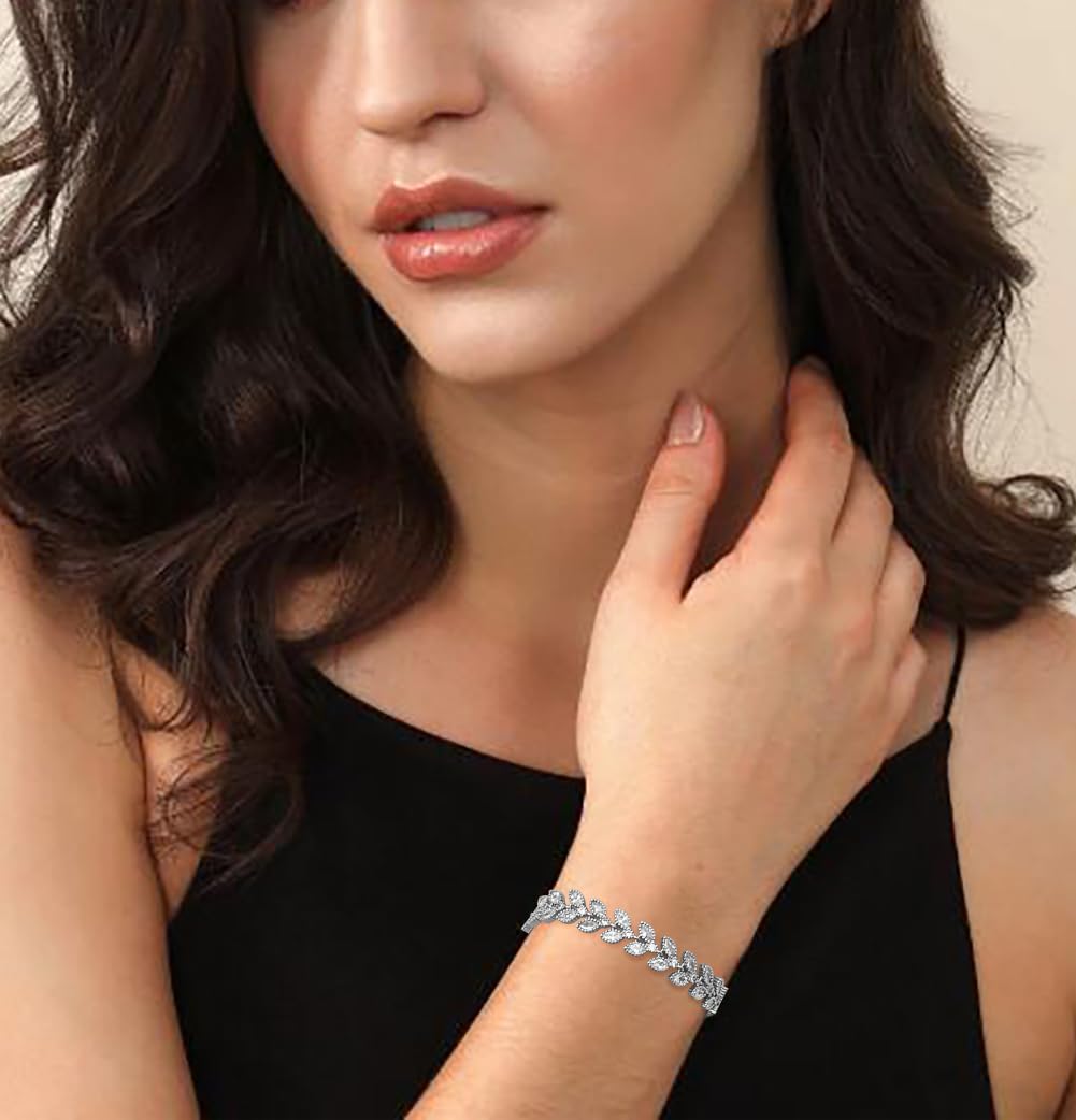 Wovanoo Tennis Bracelet for Women Cubic Zirconia Bracelets Adjustable Slider Bracelets Silver