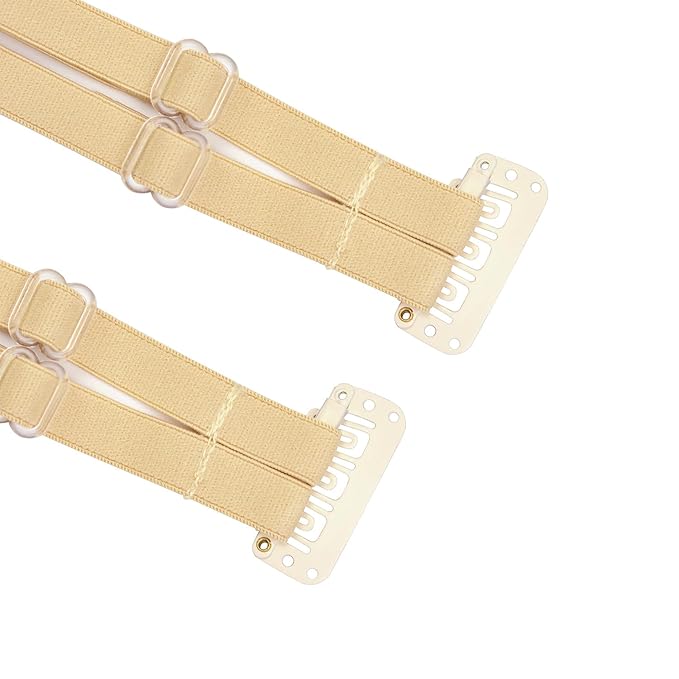 Facelift Bands with Clips - Invisible Stretching Lifting Straps, Adjustable Elastic Slimming Bands (24cm Blonde Double)