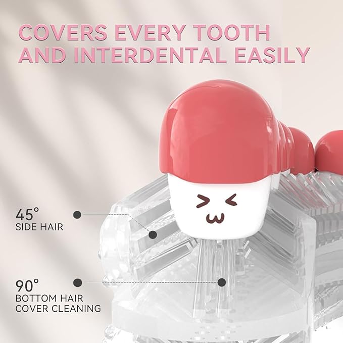 Adult Sonic Automatic Electric Toothbrush, 360° Oral Cleaning Stain Whitening (Pink-Cup)