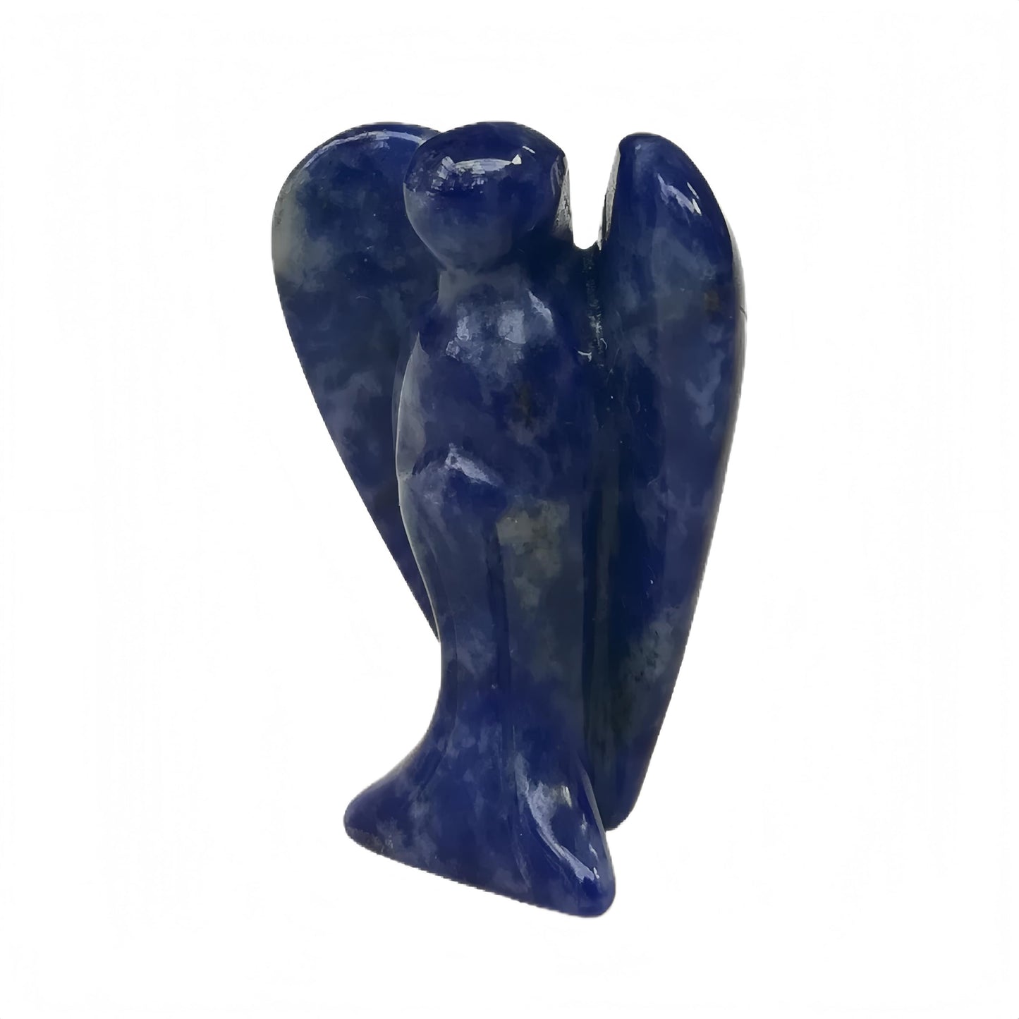 Afucats Natural Sodalite Healing Guardian Angel Indoor Decorative Stone,1.5 Inches Carving Pocket Palm Statue,Gift for Her Christmas Décor