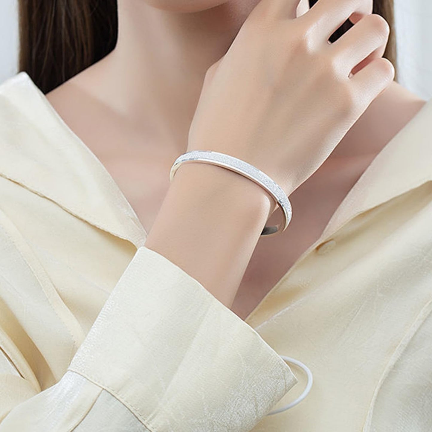 Handmade 925 Sterling Silver Bangle Bracelets For Women Matte Hammered Bangle Bracelets High-Polish Wide Bangles Open Adjustable Bangle Bracelets For Women Minimalist Statement Bangle Christmas Gifts