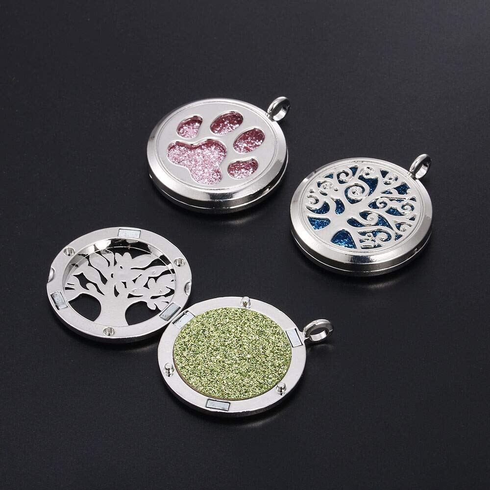 Vie Jeune 10pcs Mixed Aroma Diffuser Charms Stainless Steel Tone Perfume Essential Oil Diffuser Necklace Pendant Locket Jewelry (Style 5)