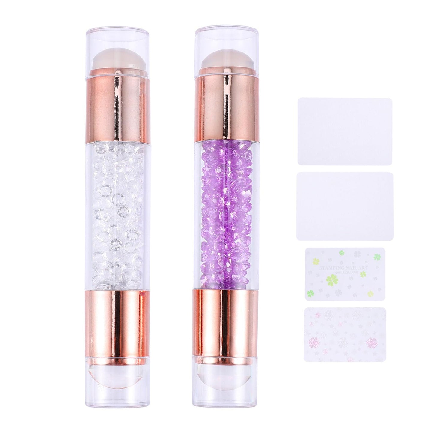 FOMIYES French Tip Nail Stamp Kit - 2PC Silicone Manicure Stamper with Jelly Template for DIY Salon Nail Art, Easy to Use Nail Stamping Tool Set