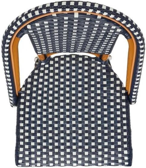 SAFAVIEH Outdoor Collection California Navy/White 18-inch Bistro Side Chair Set of 2 (Fully Assembled)