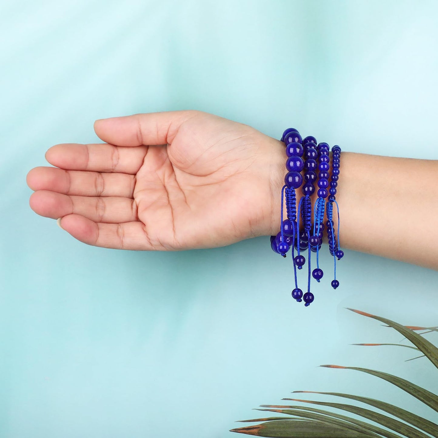 AD Beads 4mm Blue Lapis Jade - Profession Success - Handmade Natural Stone Crystal Bracelet with Adjustable Macrame String - Yoga Healing Power Energy Gifts for Men and Women