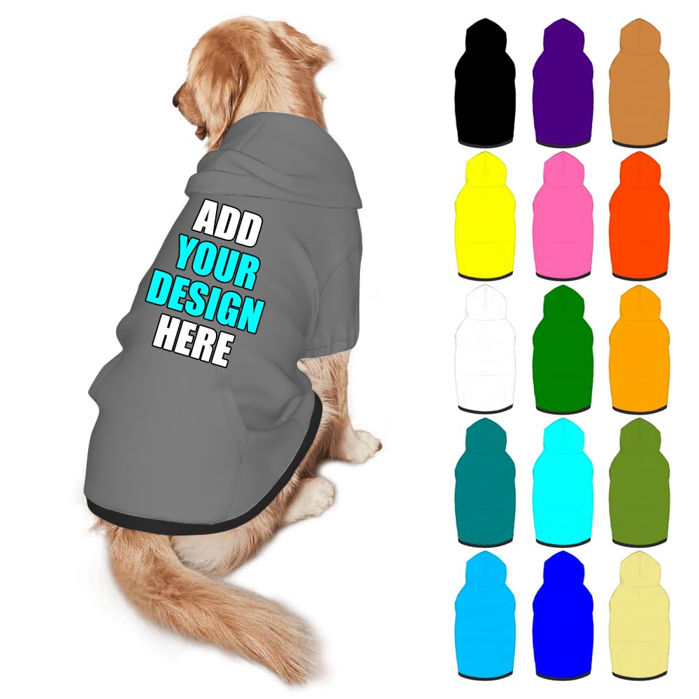 Mynvzrk Personalized Dog Hoodie Customized with Name Photo Pet Warm Sweater Hoodie for Medium Large Dogs & Cat Puppy, Indigo, XXL